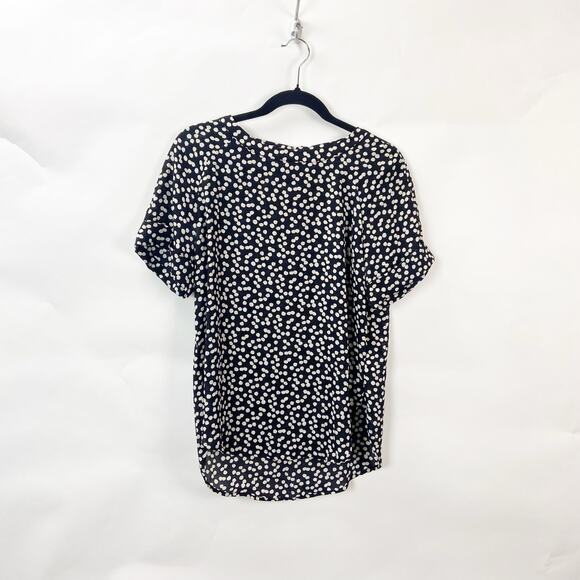 2/$30 Banana Republic Small Womens Black White Polka Dot Popover Blouse Top - Picture 1 of 8